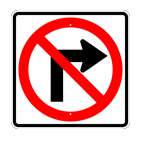 No Right Turn Symbol Sign